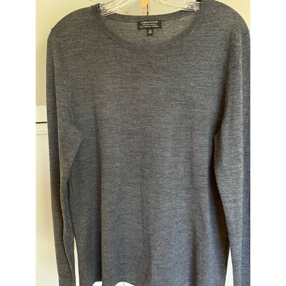 Lord & Taylor extra fine merino wool classic sweater dark grey - Picture 3 of 8